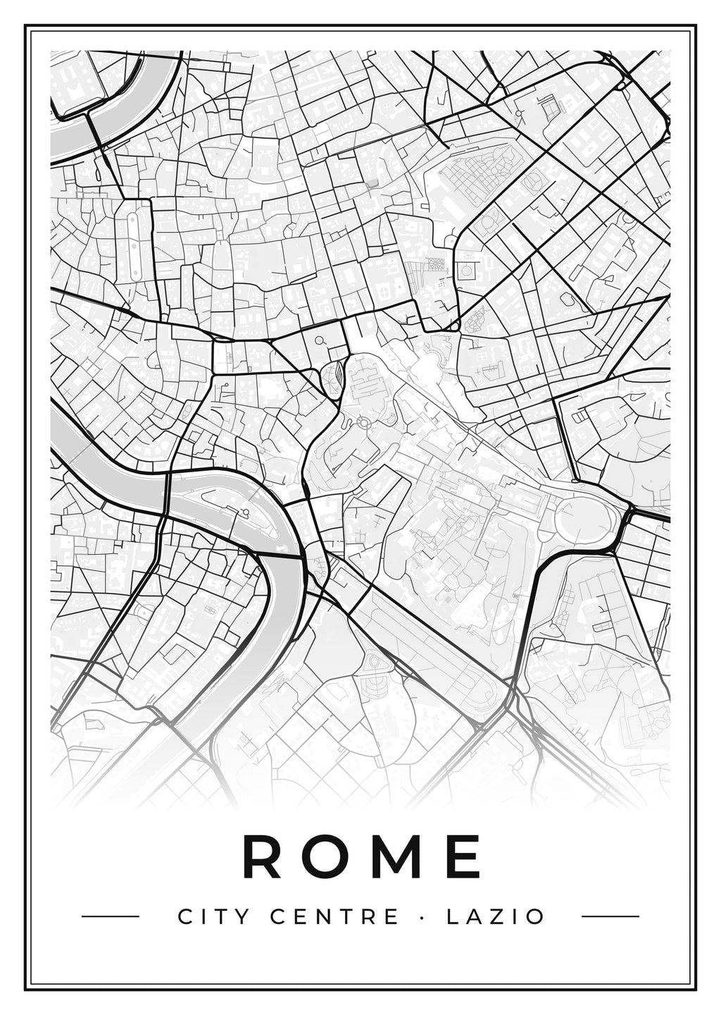 Street map poster of Rome city centre, Lazio
