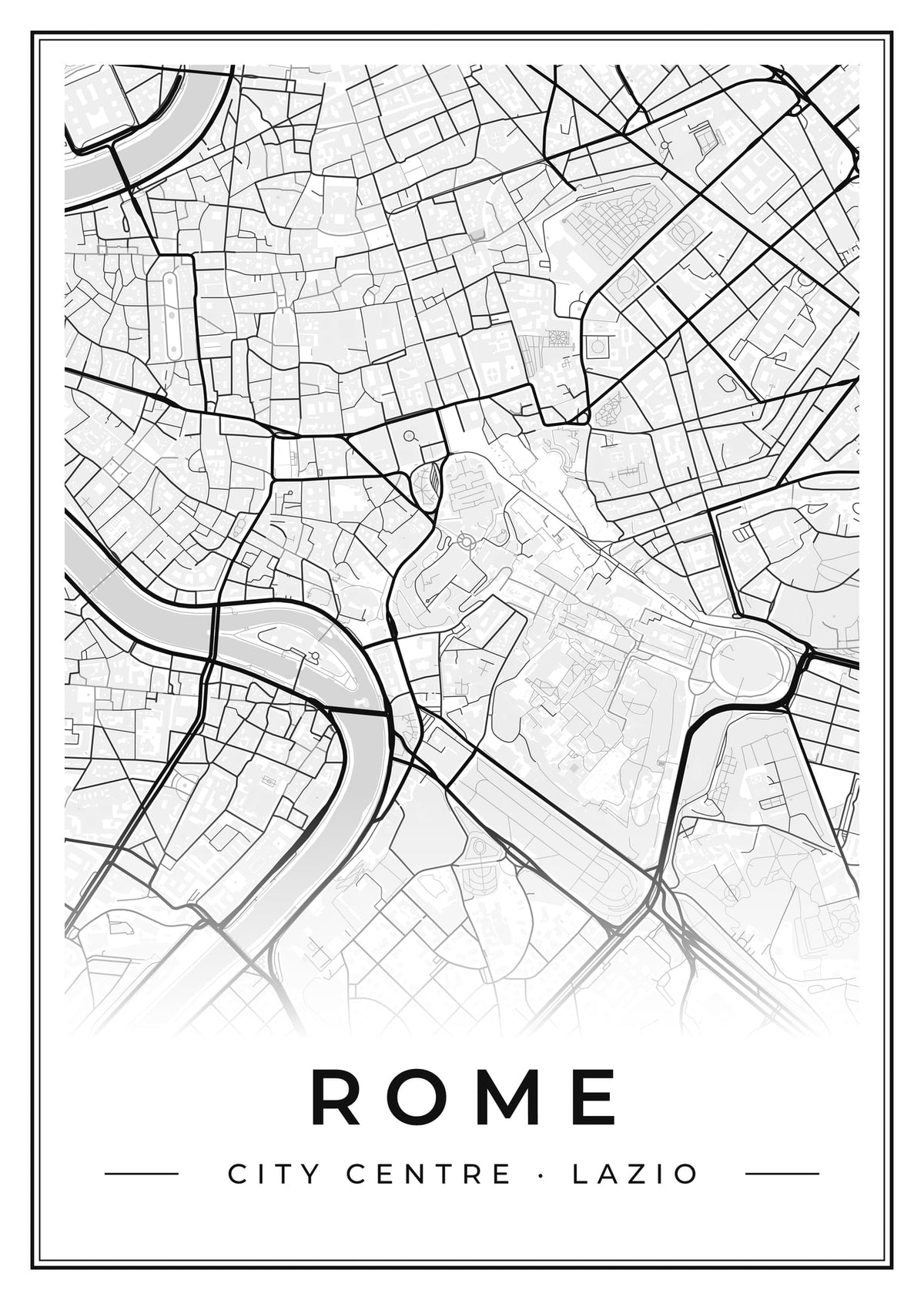 Street map poster of Rome city centre, Lazio