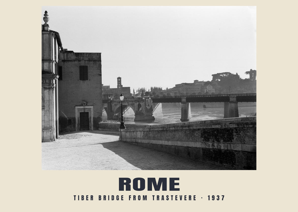 Tiberbrug vanuit Trastevere, Rome, 1937