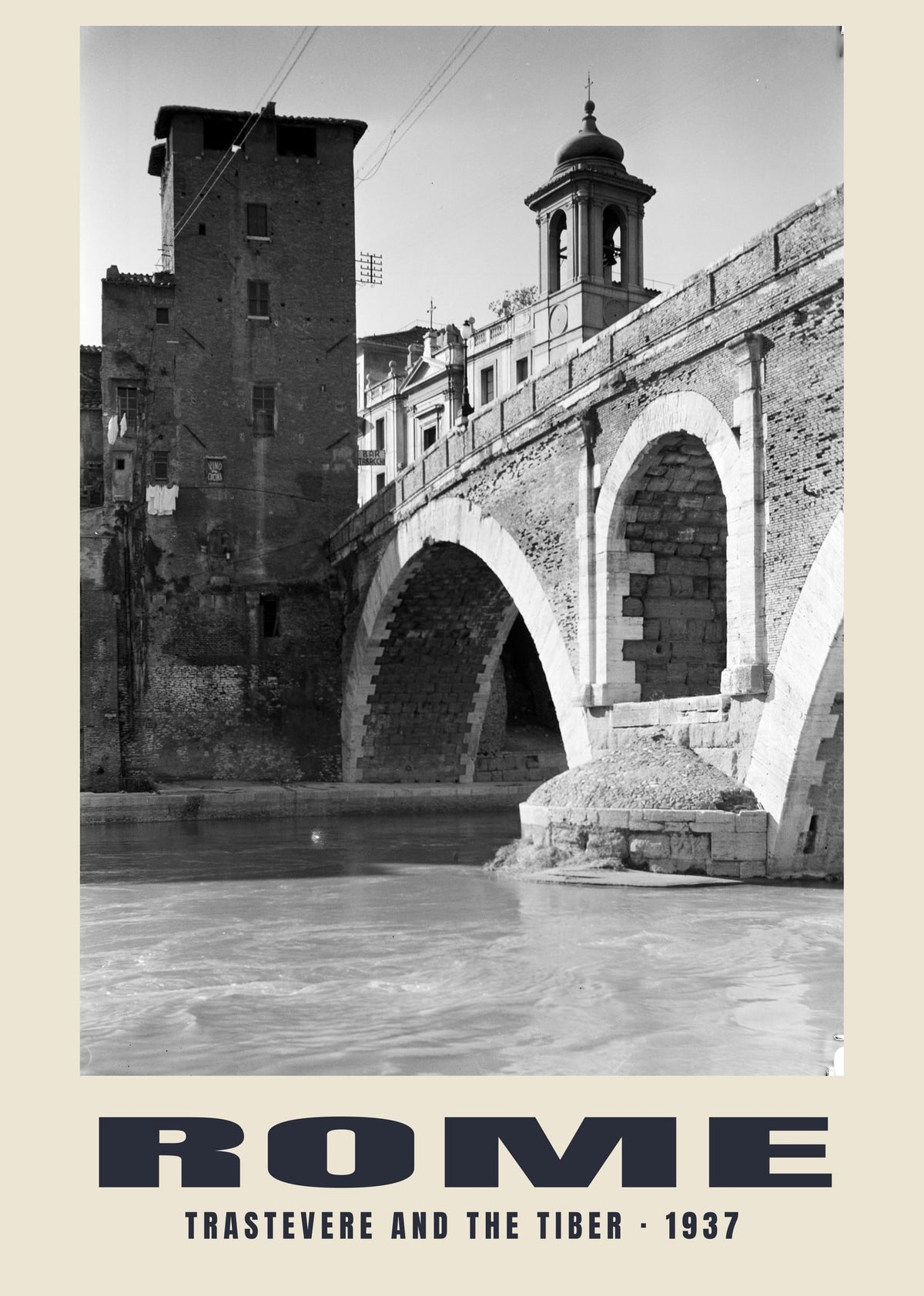 Trastevere and the Tiber, Rome, 1937 heritage photograph