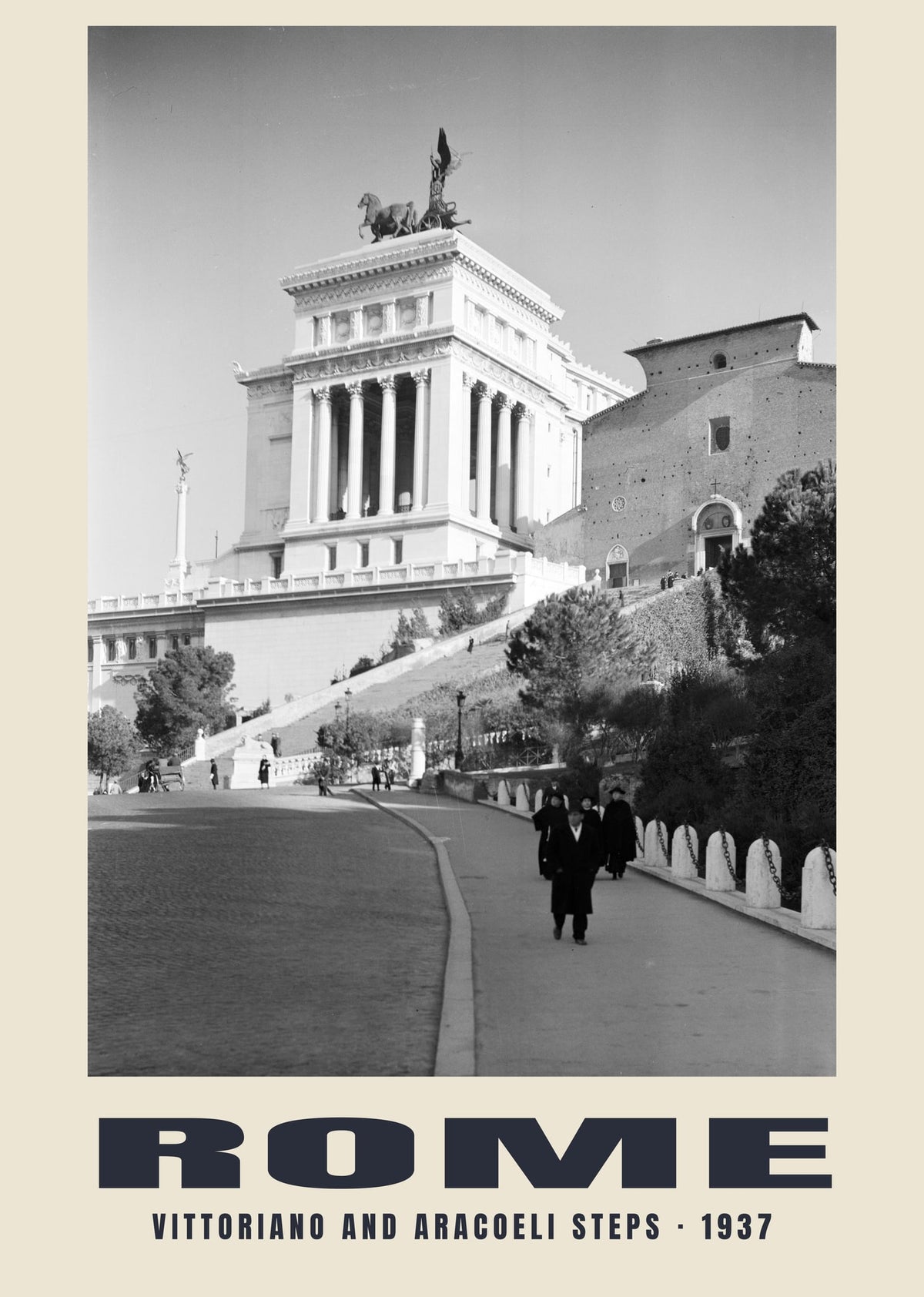 Vittoriano and Aracoeli Steps, Rome, 1937 heritage photograph