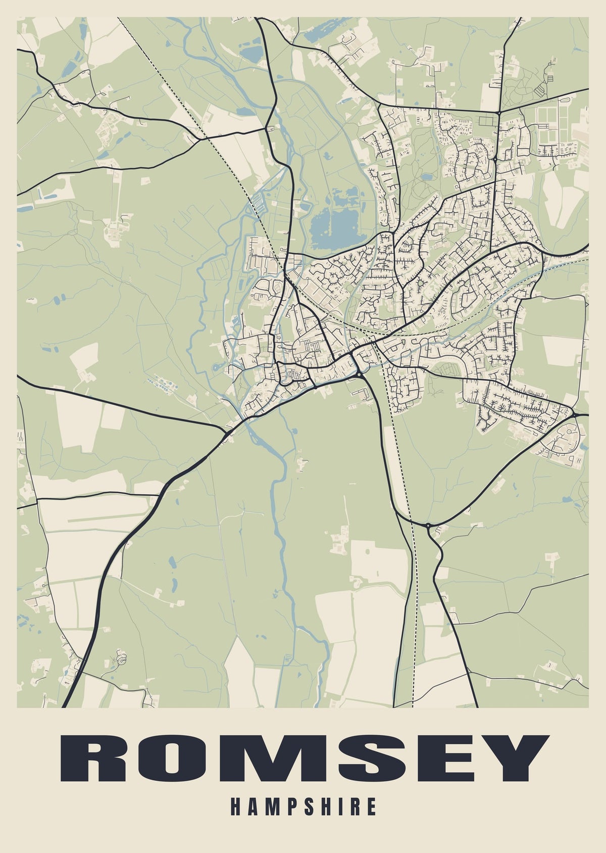 Street map poster of Romsey, Hampshire