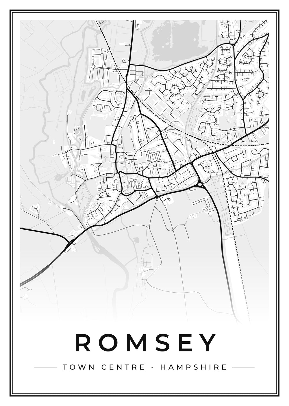 Romsey Town Centre Street Map Poster