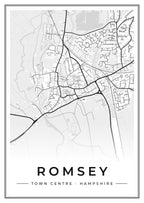 Street map poster of Romsey town centre, Hampshire