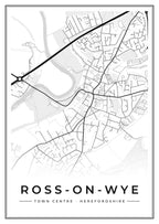 Street map poster of Ross-on-Wye town centre, Herefordshire