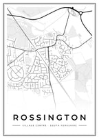 Street map poster of Rossington village centre, South Yorkshire