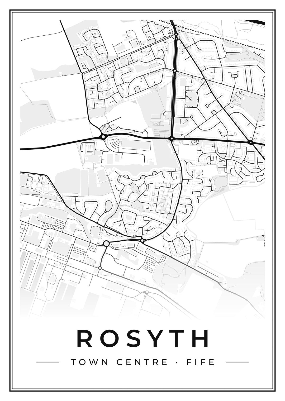 Street map poster of Rosyth town centre, Fife