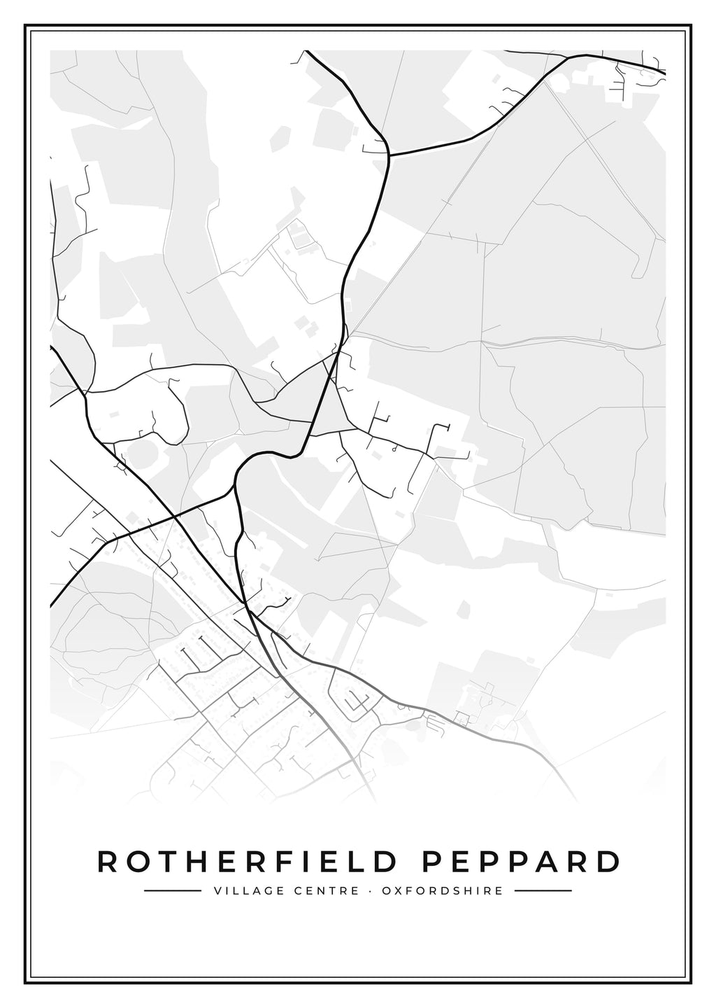 Street map poster of Rotherfield Peppard village centre, Oxfordshire