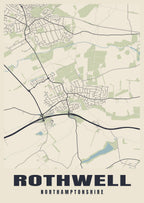 Street map poster of Rothwell, Northamptonshire