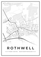 Street map poster of Rothwell town centre, Northamptonshire