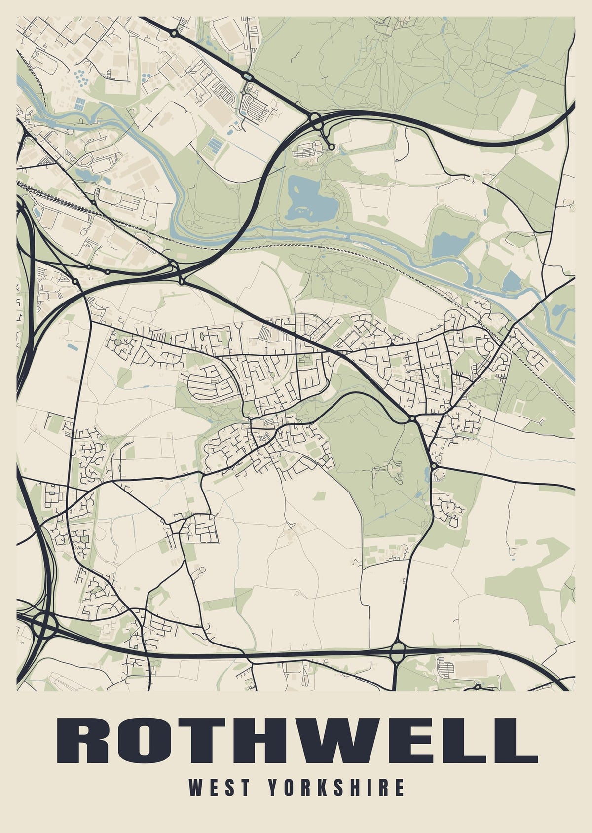 Street map poster of Rothwell, West Yorkshire