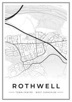 Street map poster of Rothwell town centre, West Yorkshire
