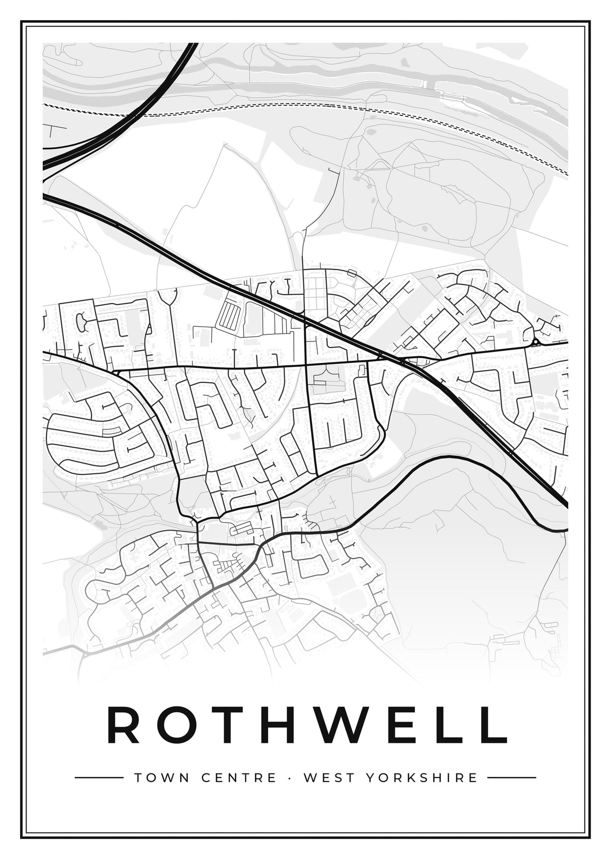Street map poster of Rothwell town centre, West Yorkshire