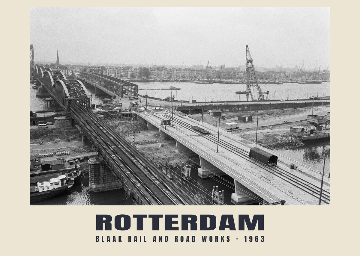 Bahn- und Straßenbau am Blaak, Rotterdam, 1963