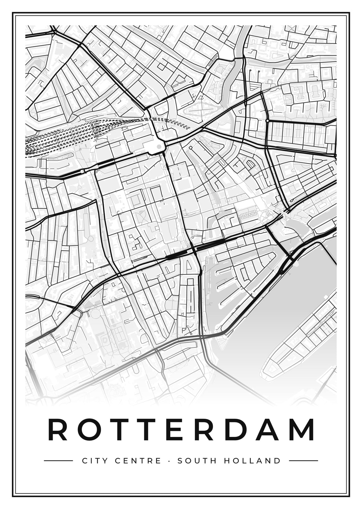Street map poster of Rotterdam city centre, South Holland