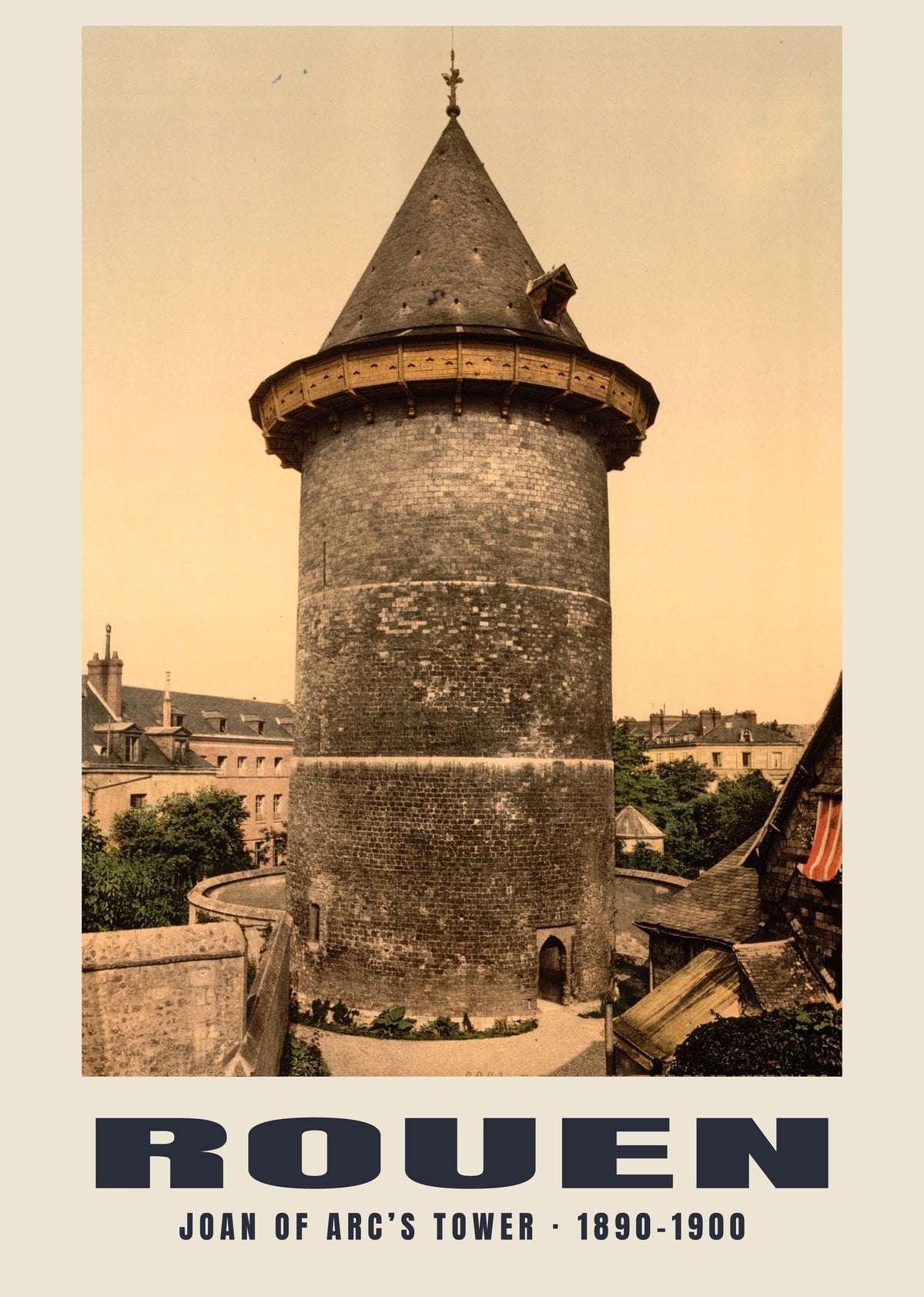 Joan of Arc’s Tower, Rouen — Vintage photochrom print, 1890–1900