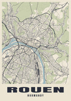 Street map poster of Rouen, Normandy