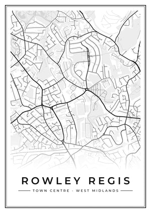 Rowley Regis Town Centre Street Map Poster