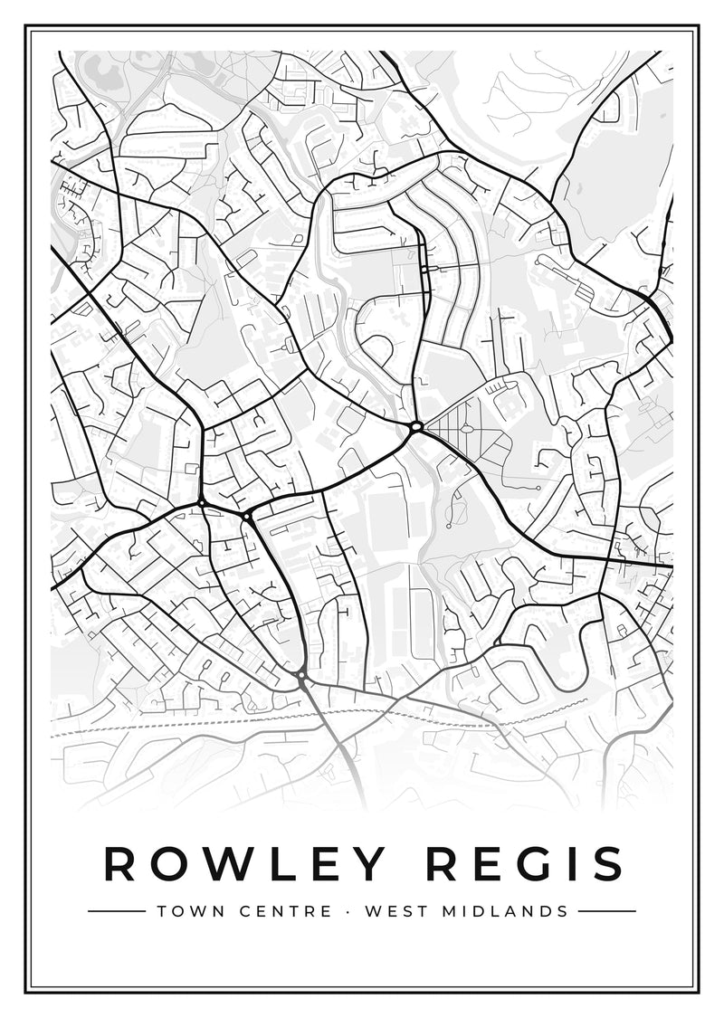 Rowley Regis Town Centre Street Map Poster