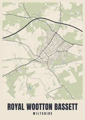 Royal Wootton Bassett Street Map Poster