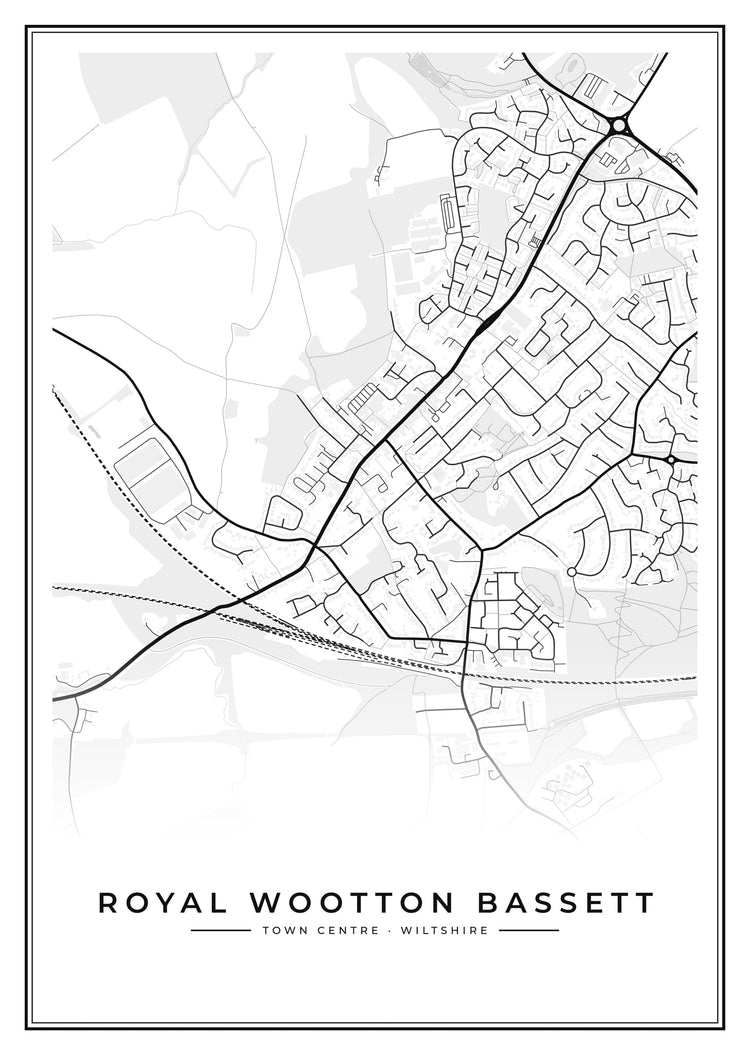 Royal Wootton Bassett Town Centre Street Map Poster