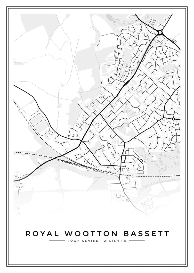 Royal Wootton Bassett Town Centre Street Map Poster