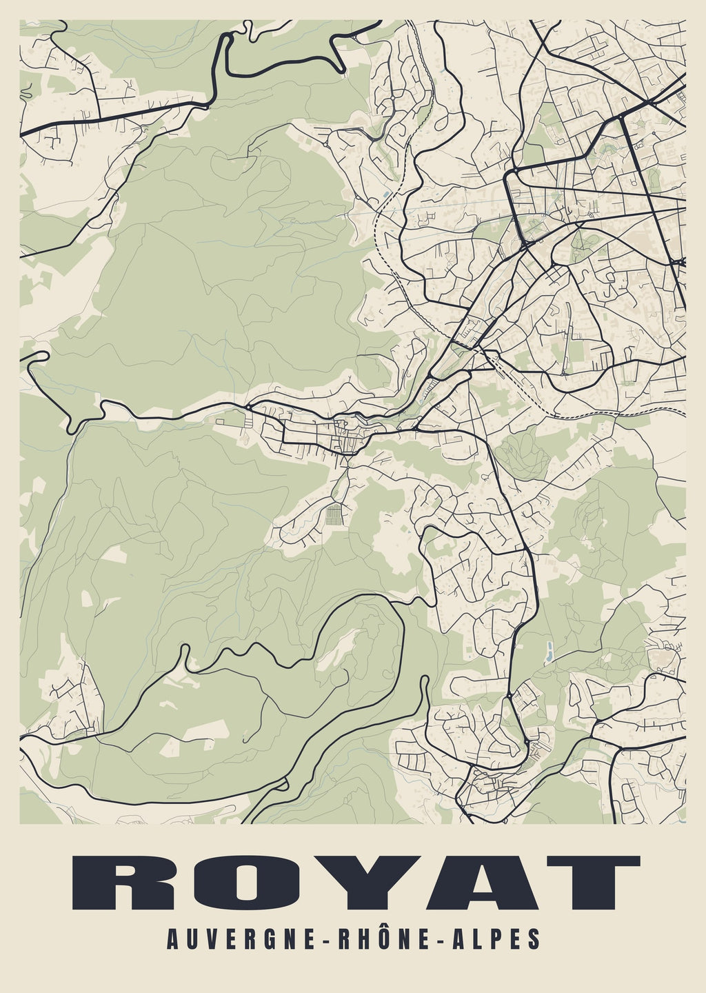 Street map poster of Royat, Auvergne-Rhône-Alpes