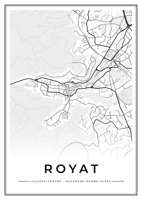 Royat Village Centre Street Map Poster