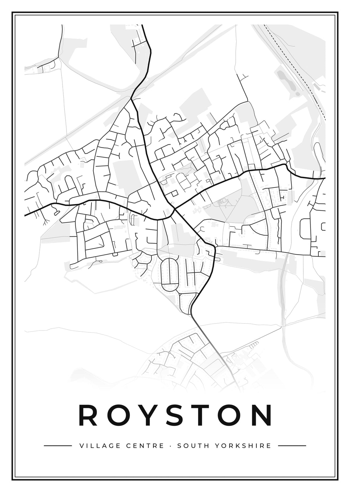 Street map poster of Royston village centre, South Yorkshire