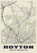 Street map poster of Royton, Greater Manchester