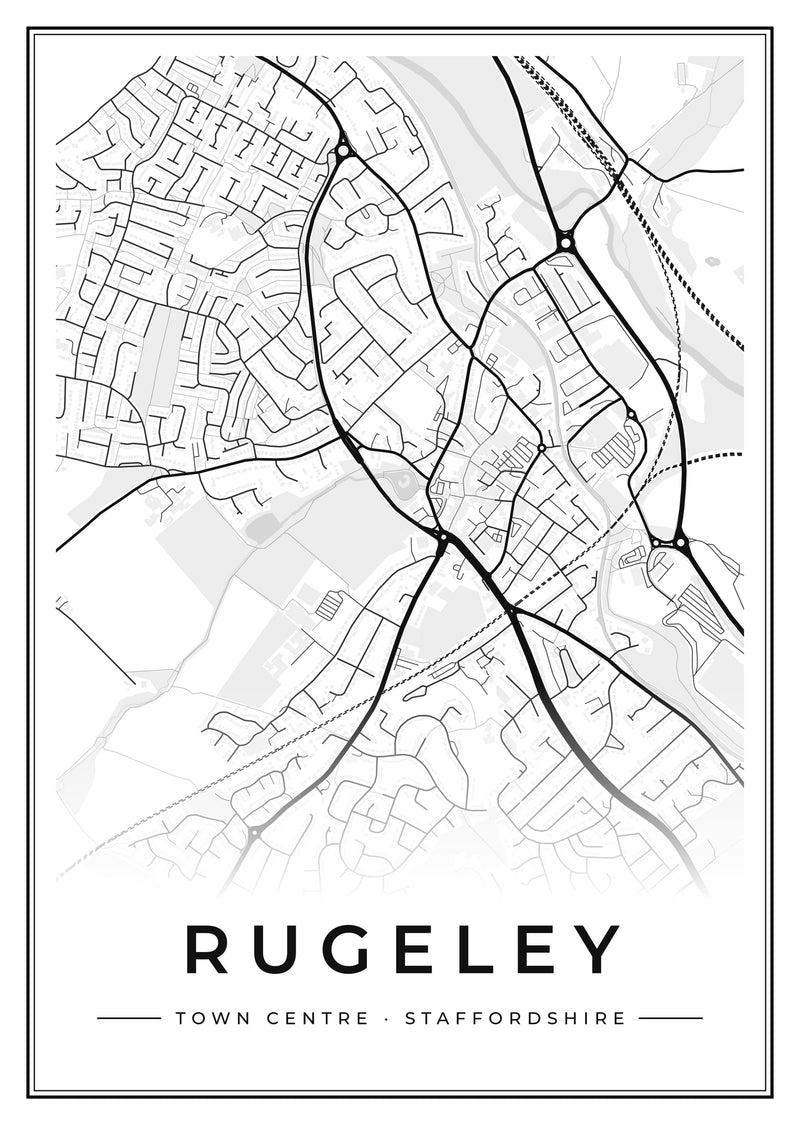 Rugeley Town Centre Street Map Poster