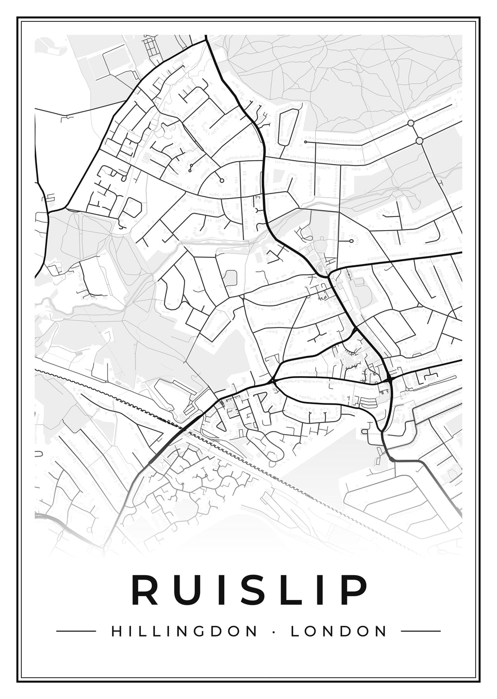 Street map poster of Ruislip, Hillingdon, London