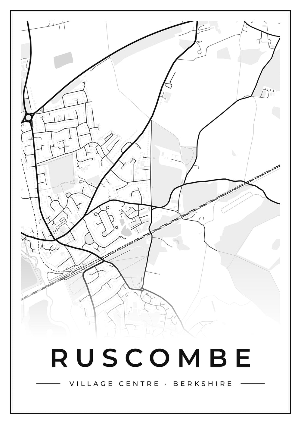 Ruscombe Village Centre Street Map Poster