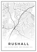 Street map poster of Rushall village centre, West Midlands