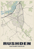 Street map poster of Rushden, Northamptonshire