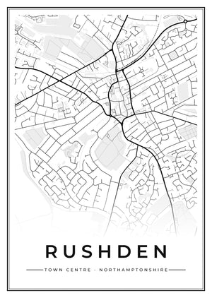 Rushden Town Centre Street Map Poster