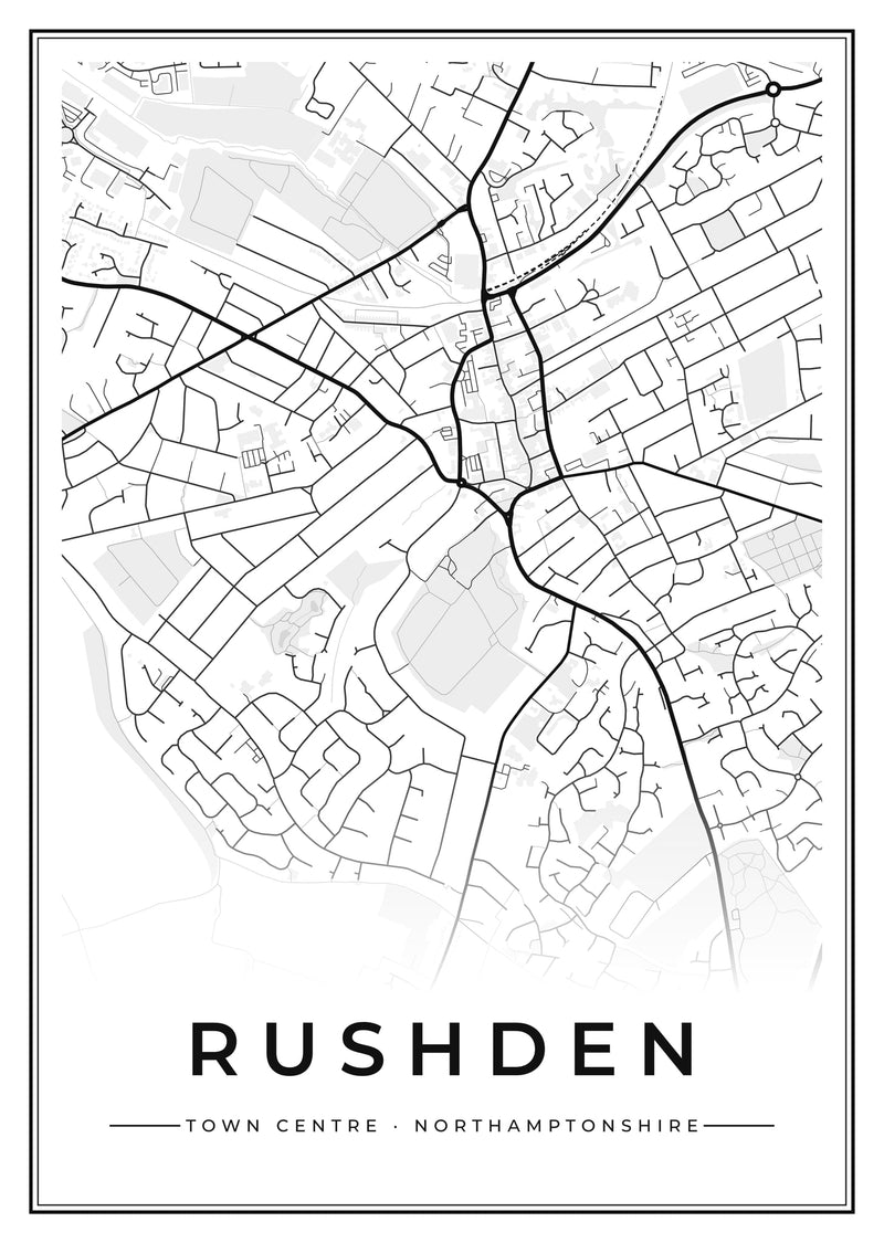 Rushden Town Centre Street Map Poster