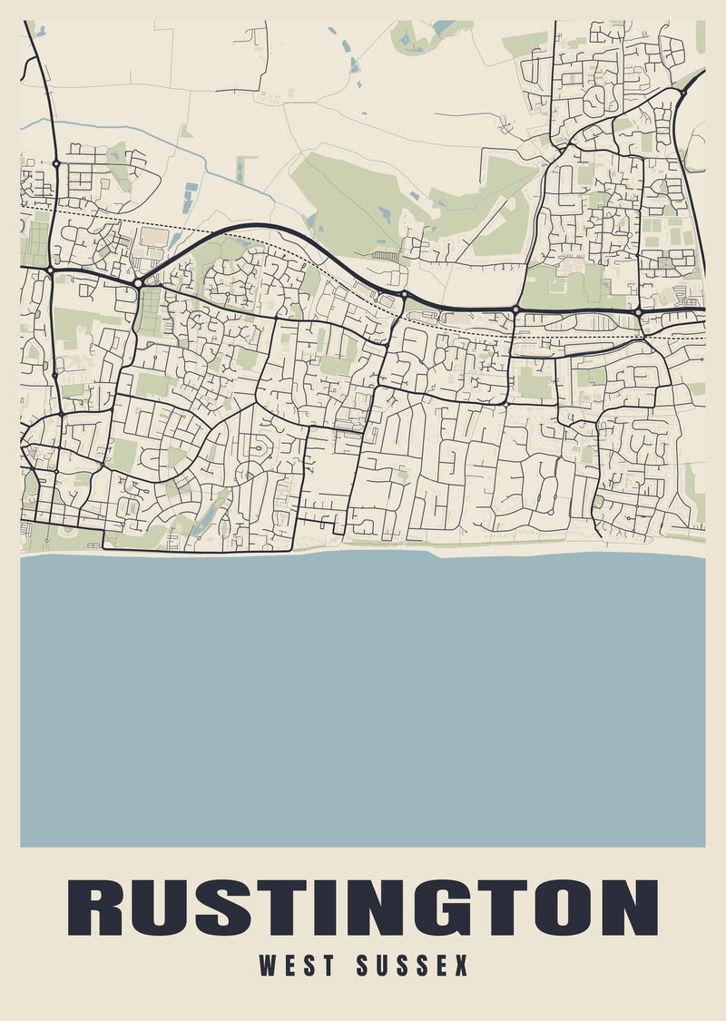 Rustington Street Map Poster