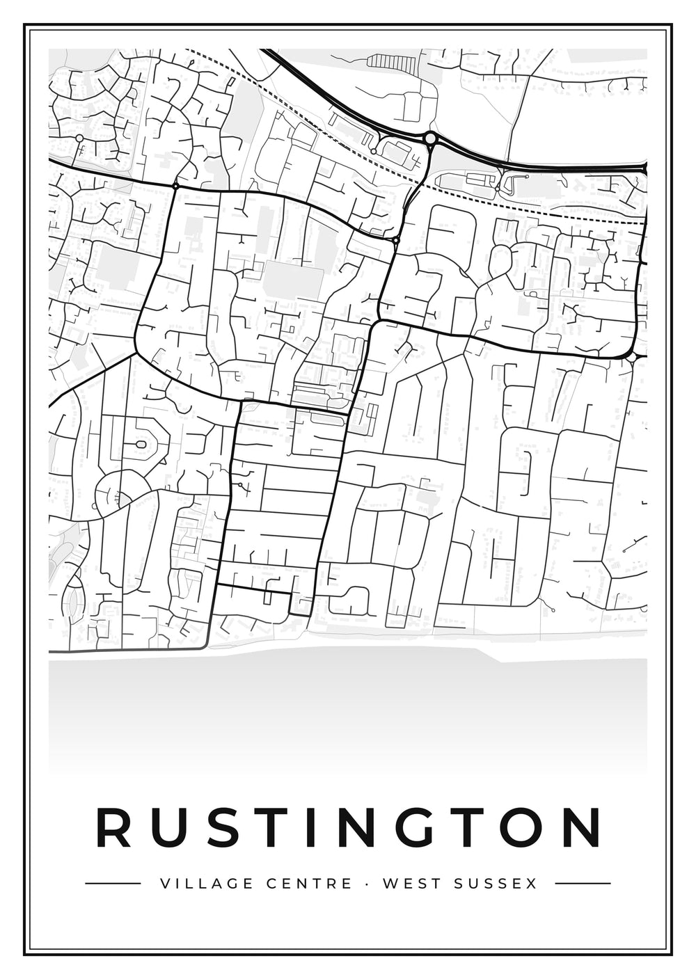 Rustington Village Centre Street Map Poster