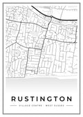 Street map poster of Rustington village centre, West Sussex