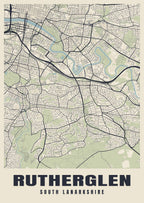 Street map poster of Rutherglen, South Lanarkshire