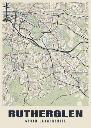 Rutherglen Street Map Poster