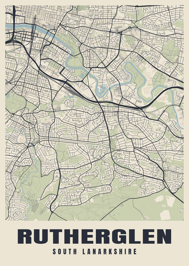 Rutherglen Street Map Poster