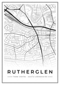 Street map poster of Rutherglen town centre, South Lanarkshire