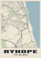 Street map poster of Ryhope, Tyne and Wear