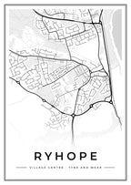 Street map poster of Ryhope village centre, Tyne and Wear