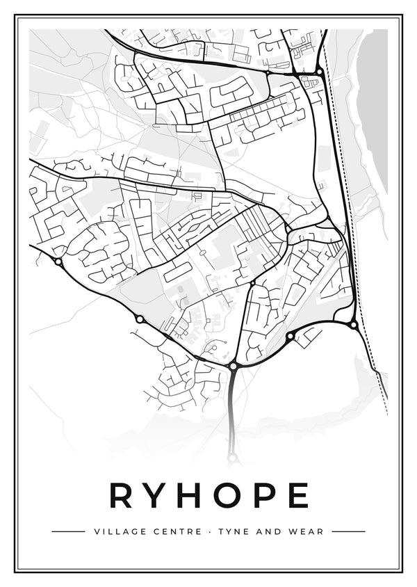 Ryhope Village Centre Street Map Poster