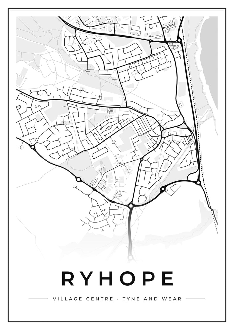 Ryhope Village Centre Street Map Poster