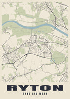 Street map poster of Ryton, Tyne and Wear
