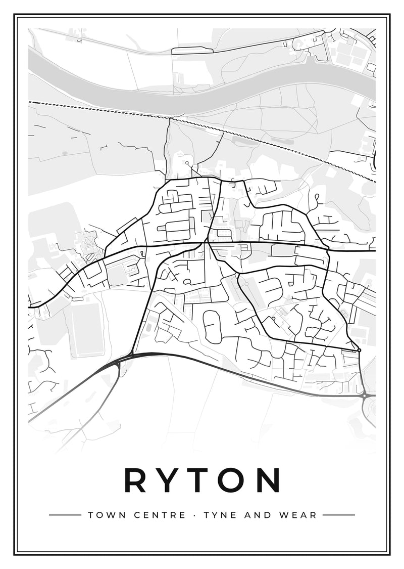 Ryton Town Centre Street Map Poster